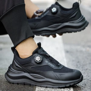 Men Work Safety Shoes Steel Toe Cap Rotating Button Comfort Breathable Sneakers - Picture 1 of 19