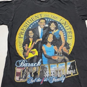 Original 2008 Barack Obama 1st Family 44th Black Graphic Tee/T-Shirt Mens: M - Picture 1 of 7