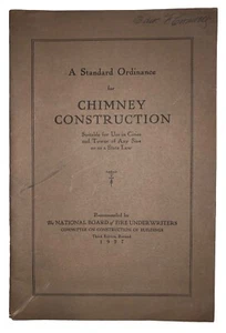 1927, A STANDARD ORDINANCE FOR CHIMNEY CONSTRUCTION, BOARD OF FIRE UNDERWRITERS - Picture 1 of 12