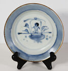 Antique 6" Blue Ceramic Asian Chinese Plate Hand Painted Traditional Blue