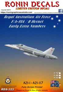 1/48 Ronin Decals RDS-323 Early RAAF F/A-18 Extra Number decals - Picture 1 of 2
