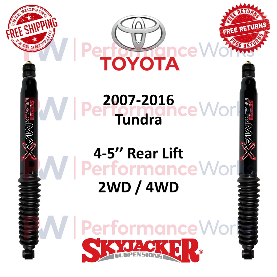 Par de amortiguadores Skyjacker MAX negros elevador trasero de 4-5" para Toyota Tundra 07-16 2x2/4x4 Foto 1 de 4