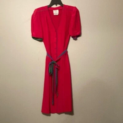 VTG Francesca of Damon Neiman Marcus pink dress, pockets, belt 100 % silk sz. 10 - Image 1 of 4