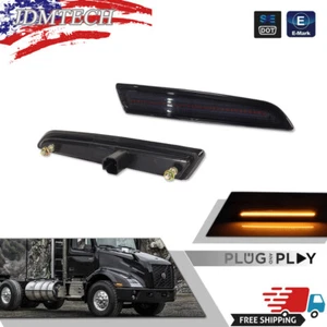 Fit For Volvo VNL VNR VNX 18-up Hood Mount Clearance Marker Front Hood Lamp Pair - Picture 1 of 9