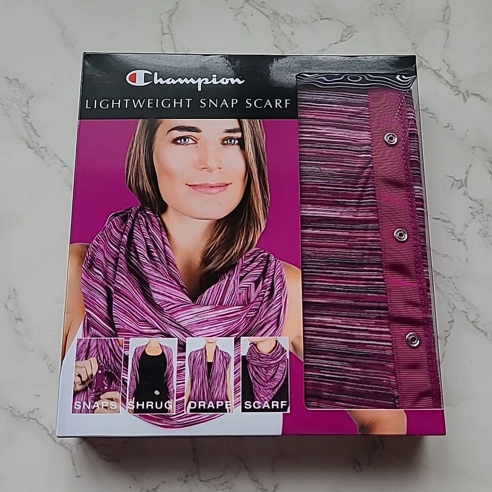 Champion Women's Lightweight Snap Scarf Shrug Pink Sweat Wicking