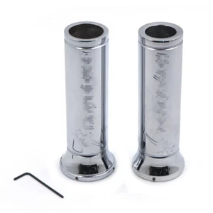 7/8" Hand Grips 22mm Universal Bar End Grips Chrome Fit For Suzuki - Picture 1 of 4