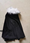 1/6 Black Cape Cloak Robes White Fur Collar Outfit For 12" Action Figure Body
