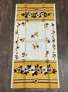Vintage Startex Cotton Linen Kitchen Tea Towel Yellow Floral - Picture 1 of 8
