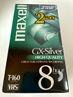 Maxell T-160 Gx-Silver High Quality Vhs Vcr Blank Tape 8-Hour New Set Of Two