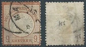 1872 GERMANIA USATO REICH IMPERO AQUILA GRANDE SCUDO 9 K DIFETTOSO - G2 - Picture 1 of 1