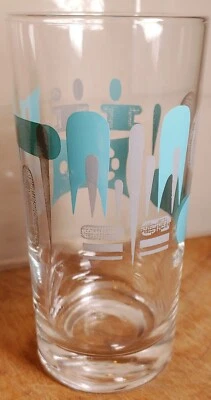 Vintage MCM Royal China Blue Heaven Turquoise Atomic Drinking Glass 12 Oz. - Image 1 of 4