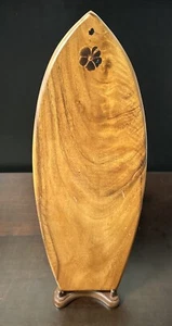TROPECO Hawaiian Surfboard Monkeypod Wood Cutting Serving Board Hibiscus Stamp - Picture 1 of 5