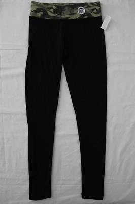 NUEVO Mujeres Juniors Elastizados Yoga Pantalones al Tobillo Pequeños Negros Camuflados Cintura Bolsillo Gimnasio Foto 1 de 2