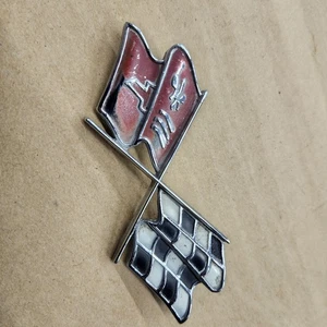 C3 Corvette Rear Emblem Flag Fuel Door Gas Lid Badge Flags OEM 68-74 USED - Picture 1 of 6