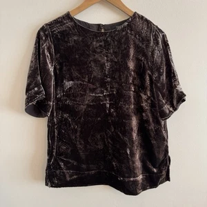 M&S AUTOGRAPH Cocoa Brown Silk Blend SIZE 10 UK Short Sleeve Top - Picture 1 of 7