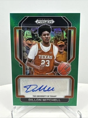 2022-23 Prizm Draft Picks Freshman Signatures Dillon Mitchell Green Prizm 💎 RC - Image 1 of 4