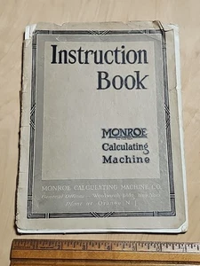 Livre d'instruction vers 1920 MONROE CALCULATRICE MACHINE orange NJ croustillant - Photo 1/15