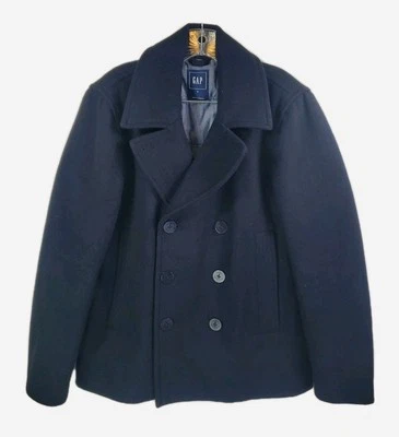 Gap Navy Blue Wool Double Breasted Peacoat Mens Sz Small Coat Nautical 534762-00 - Image 1 of 4