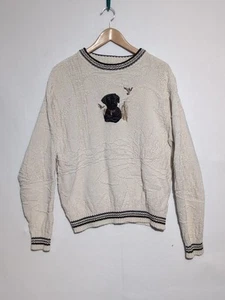 Vintage Shenandoah Embroidered Black Lab Duck Fisherman Knit Sweater Sz Large L - Picture 1 of 11