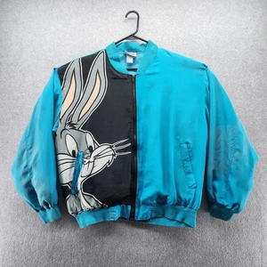Vintage Looney Tunes Bugs Bunny Jacke Herren Medium türkis Satin Grafik Bomber 90er - Bild 1 von 17