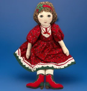 Vintage Cranston viktorianische Stoffkissen Stoffpuppe "Holly" rotes Weihnachtskleid 23 Zoll - Bild 1 von 12