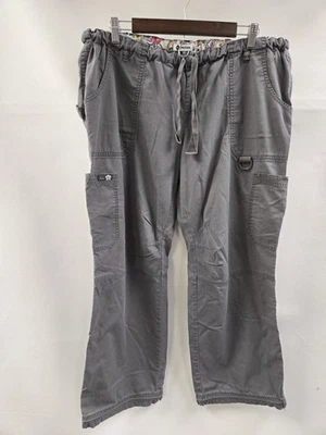 Брюки женские Koi Scrub размер XL миниатюрные серые грузовые на шнурке эластичные на талии медицинские - Изображение 1 из 4
