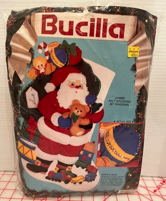 Kit de apliques de lantejoulas de feltro Bucilla Jumbo saco de Papai Noel 82912 1991 28" novo na embalagem - Imagem 1 de 4