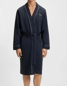 Hugo Boss Morgenmantel Morgenmantel Morgenmantel aus Baumwolljersey mit Logo-Stickerei Größe M - Bild 1 von 11