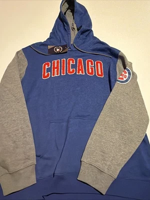 Majestic MLB Chicago Cubs Fleece Hoodie Sz XL Men’s NWT Baseball Grey Blue - Image 1 of 4