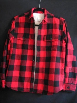 Chaqueta Camisa Forro Sherpa Franela a Cuadros Búfalo Rojo Crewcuts Niños 14, Pecho 36" Foto 1 de 4