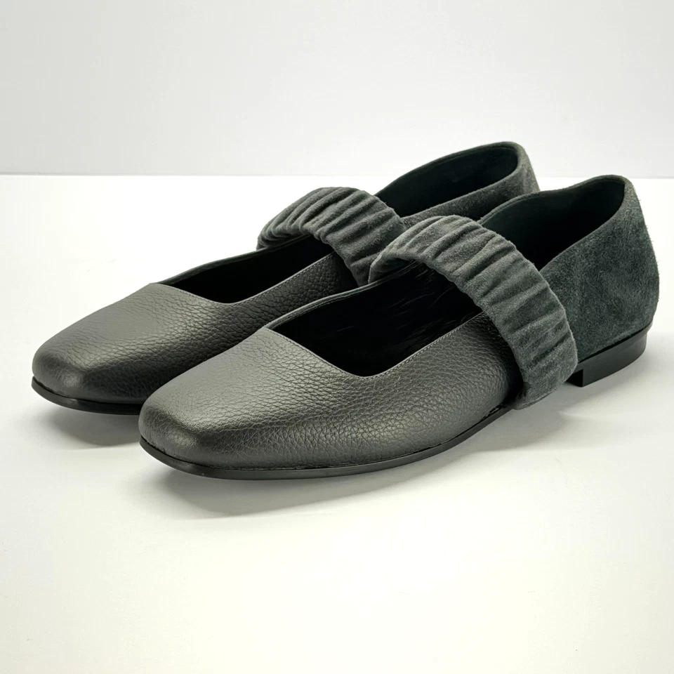 M. Gemi Mary Jane Ballet Pisos Gris Mujer Talla 38 Cuero Gamuza Puntera Cuadrada Informal Foto 1 de 4