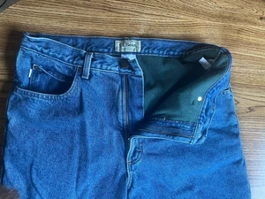 Vintage LL Bean Jeans Mens 33x30 Green Fleece Lined Classic Fit Denim Insulated - Picture 1 of 24