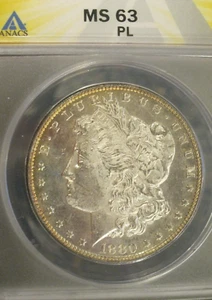 1880 S Morgan Silver Dollar - BU ANACS MS 63 PL, Light Toning both sides, 4846 - Picture 1 of 3