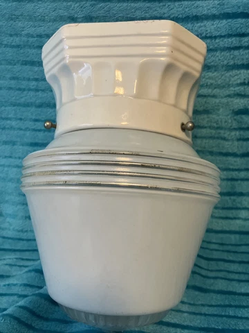 Antique Art Deco Ceiling Light Fixture Lavender Glass Globe Porcelier Lighting Cover
