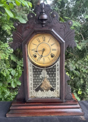 Antiguo Reloj de Salón C 1910 Sessions Nogal Oscuro Pan de Jengibre Manto FUNCIONA - VIDEO Foto 1 de 4