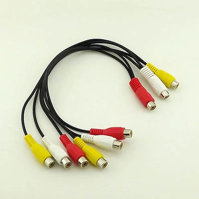 1x 3 RCA Female to 6 RCA Female Jack Audio Video Cable Adapter for DVD TV 1FT - Image 1 of 4