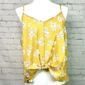 Lush Devon Front Knot Cami Blouse Yellow Cream Floral Women's Size XXL - Picture 1 of 6