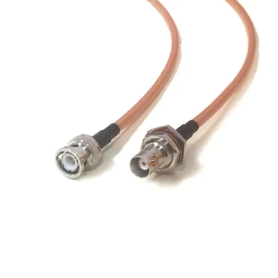 BNC Male to BNC Female Bulkhead RF Coax Cable Adapter RG142 50cm Low Loss New - Image 1 of 4