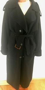 Long Black Salvatore Ferragamo Wool Trench Coat, Size M - Picture 1 of 6