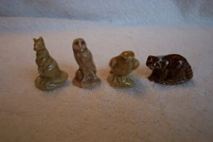 4 estatuillas miniatura vintage Wade mapache búho canguro halcón estampadas - Imagen 1 de 4
