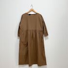 ICHI Japonia 85% bawełna 15% lniana sukienka F/OS beżowa naturalna zrelaksowana