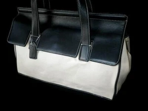 EUC Coach Fabric Black Leather Trim Brief Business Tote Bag Purse Satchel NICE! - Picture 1 of 1