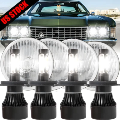 4 PIEZAS Faros LED para Chevy Impala El Camino 5.75" 5-3/4" Ojos de ángulo de haz alto/bajo Foto 1 de 4