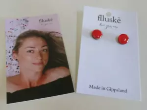 Flluske Brand - Handmade Earrings - Hibiscus Red - Gippsland, Vic. - New on Card - Bild 1 von 12