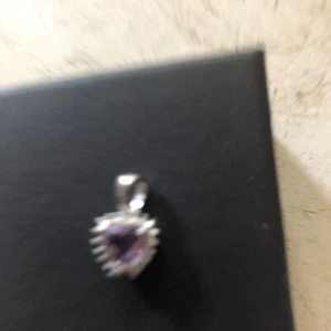 14k White Gold Over Solid Sterling Silver Diamonds & 2/3 Ct Amethyst Pendant - Picture 1 of 8