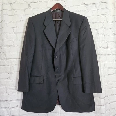 Andrew Fezza Mens 46L Super 100s Wool Black Sport Coat Blazer Jacket Long Fit - Image 1 of 4