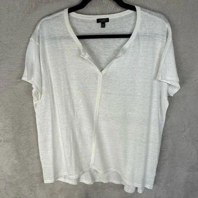 Talbots 毛衣女式 1XP 白色亚麻短袖中性沙滩极简主义者 — 第 1/4 张图片