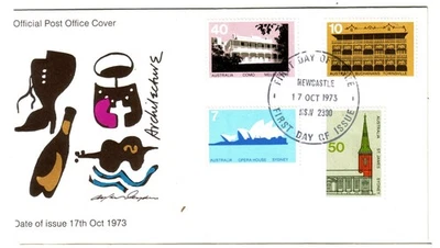 1973 FDC. Australia. Architecture.  FDI "NEWCASTLE" (005C) - Image 1 of 2