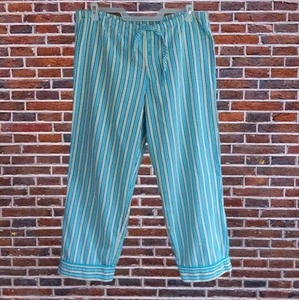 Pantalones de pijama para dormir adonna para mujer franela azul amarillo blanco algodón a rayas talla L - Imagen 1 de 7