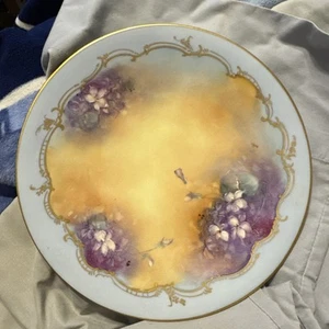 Studio Artist Signed Hand Painted Pickard TV Limoges Plate Floral - Picture 1 of 10